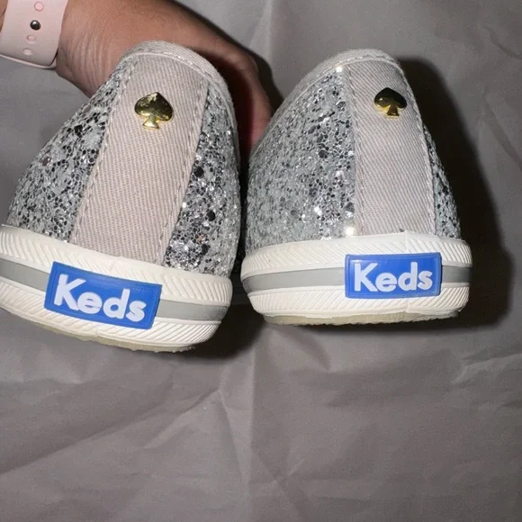 Keds X Kate New York Silver Glitter Champion Sneakers, Size 8.5 - Picture 8 of 10